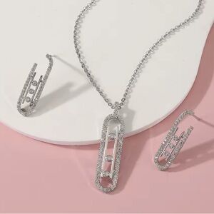 Anthropologie Silver Necklace and Earring Set